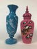 Antique Decorated Bristol Glass Vase & Lidded Urn - 2