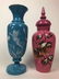 Antique Decorated Bristol Glass Vase & Lidded Urn - 3