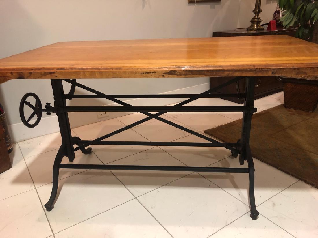 Vintage Industrial CastIron Cranking DraftingTable (1 of 17)
