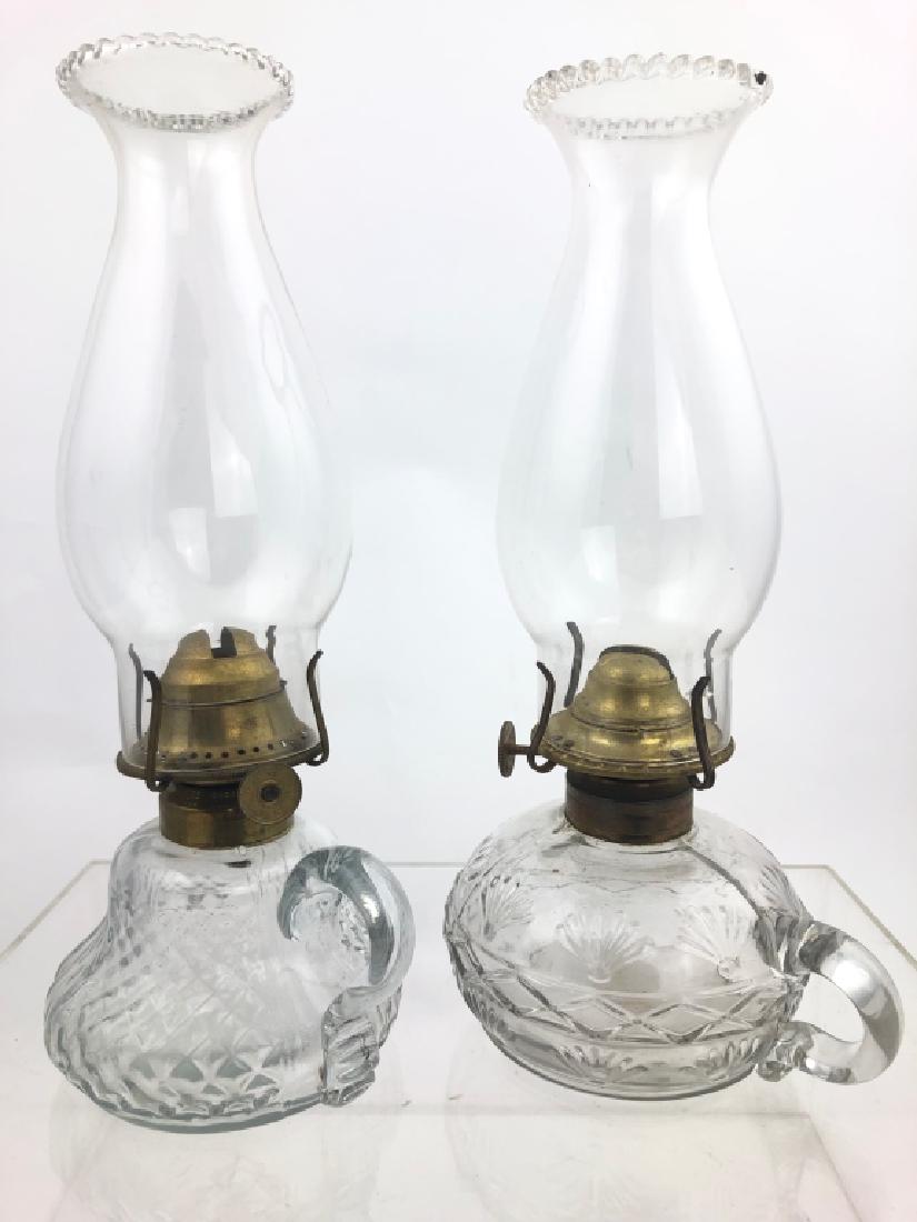 2 Antique Pressed Glass Finger Oil Lamps (1 of 12)