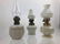 3 Antique Victorian Milk Glass Oil Lamps - 11