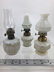 3 Antique Victorian Milk Glass Oil Lamps - 12