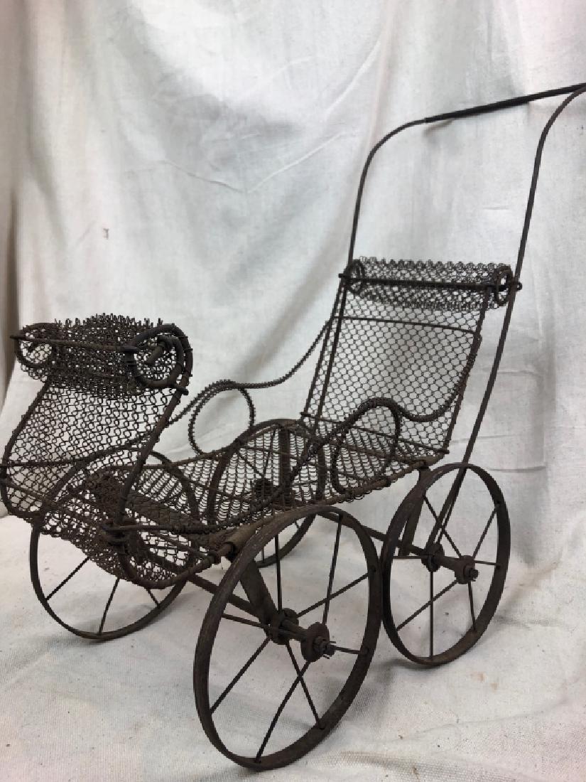 Beautiful Rare Antique Mesh Wire Doll Carriage (1 of 13)