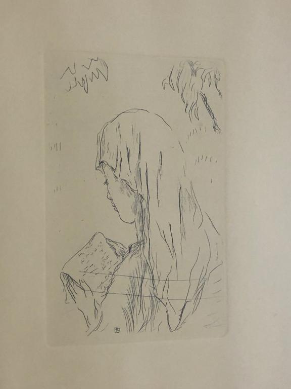 Pierre Bonnard Original Etching JeuneFille Lisant: Pierre Bonnard (1867-1947) Listed French Artist. Original Etching "Jeune Fille Lisant" 1930. Item comes with certificate and embossed seal of authenticity from the Societe the Verification de la Nouve