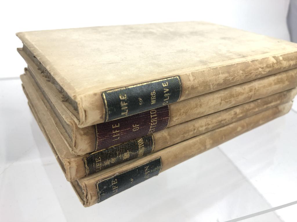 4 Vol. 1888 "Life of..."Hand Bound Books w/Plates: 4 Volume Hand Bound Set 1887-88 Reader, Orange St. Holborn London "Life of..." Set with Book Plates. Life of Mrs. Clive, Life of Quin, Life of Mrs. Abington, Life of Bettertown. Book Plates printed wi
