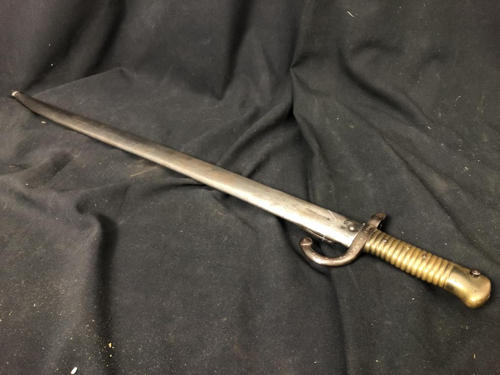 Civil War French Bayonet Saber 1861: Civil War French Bayonet Saber dated Sept. 1861 from "Tulle" hilt marks #87 L.M. 1.25 plus #12667