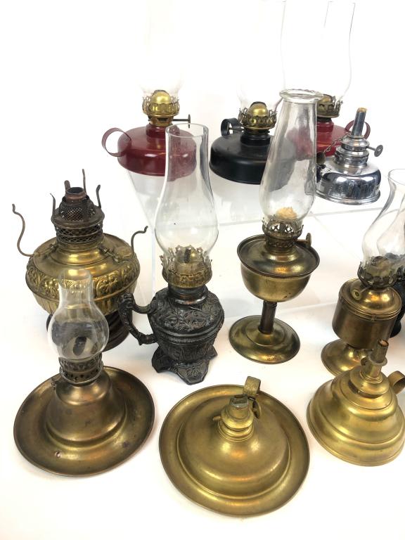 Lg. Lot of Antique & Vintage Oil Lamps: Assorted Miniture Antique & Vintage Oil Lamps