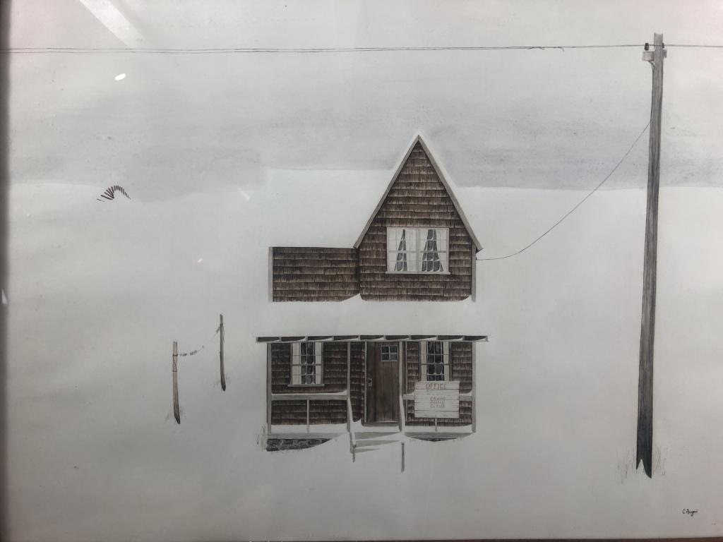 Watercolor & Ink Signed C Augeri "House in Winter" (1 of 13)