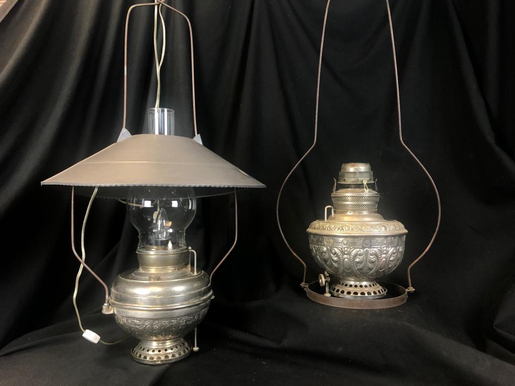 Lg. Silver Finished Oil Lamps Juno & 1887 Improved (1 of 15)