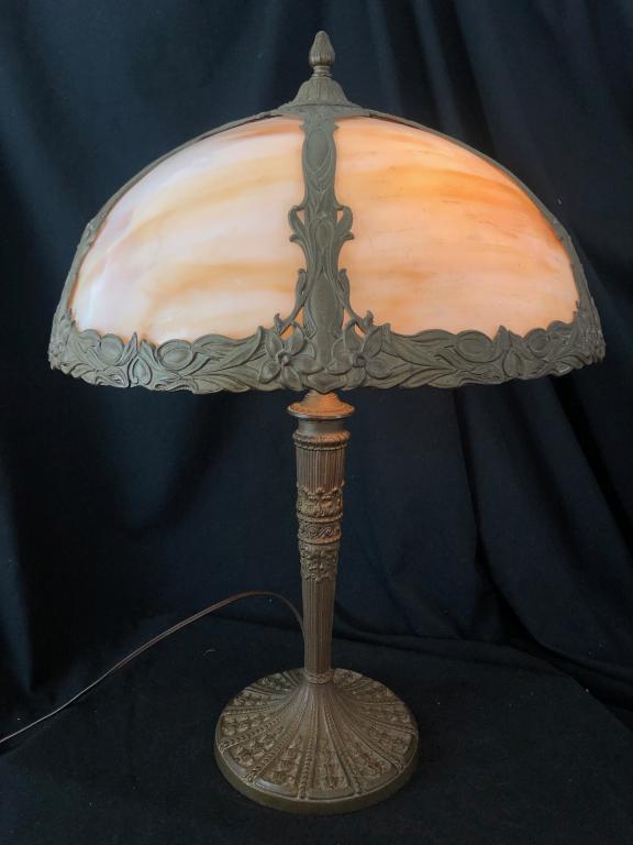 6 Panel Slag Lamp w/ Metal Base (1 of 18)