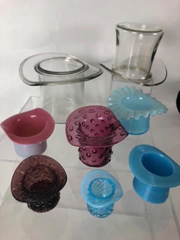 Lot of 8 Colored Glass Hats Incl. Fenton (1 of 17)