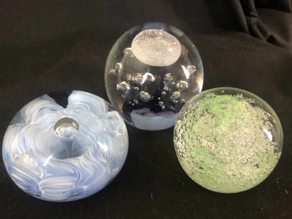 3 Handblown Glass Paperweights (1 of 15)