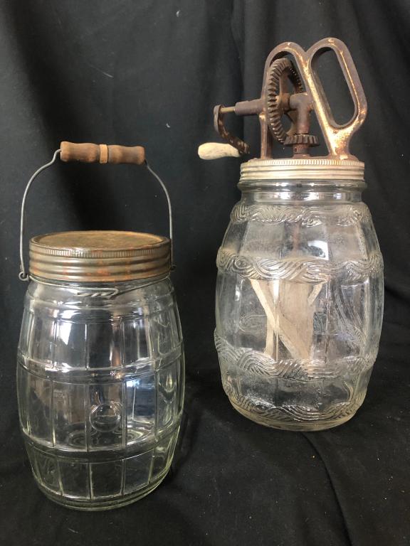 Large Glass Butter Churn w/ 3 Paddles & HandledJar (1 of 13)