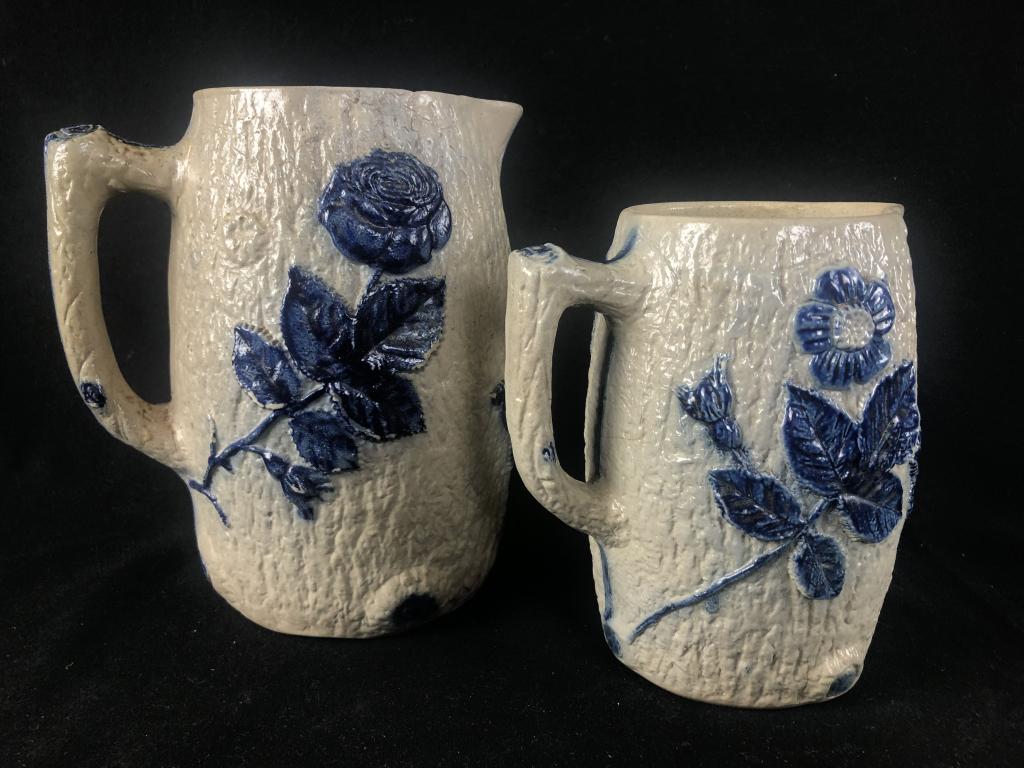 2 Utica Whites Pottery 1880 Blue Decorated Jugs (1 of 20)