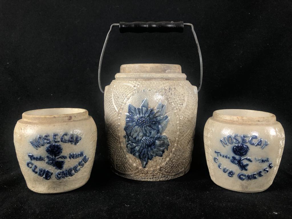 3 Whites Utica Crock Jars 1 lg & 2 sm NoseGay (1 of 11)