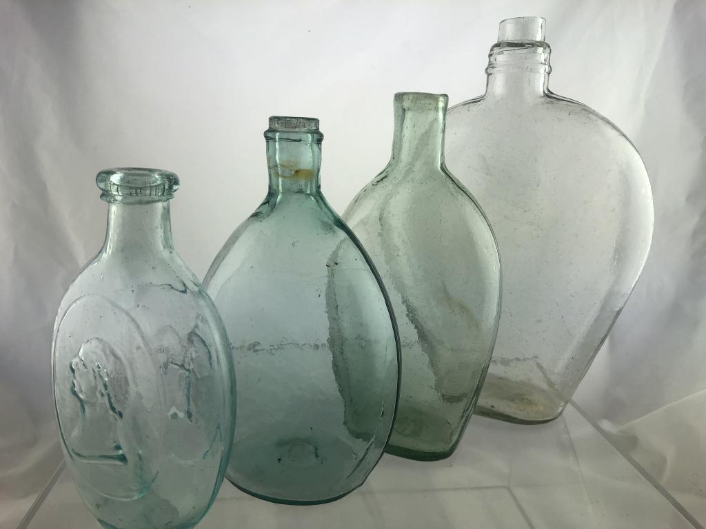 Lot of 4 Various Historic Flask Bottles Var.Tints (1 of 20)