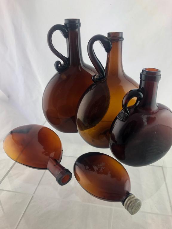 Lot of 5 Deep Amber Chestnut Historic FlaskBottles (1 of 20)