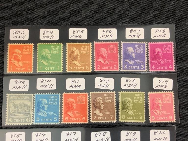 Complete MNH Presidential Set 1938, Scott #804-834: Complete MNH Presidential Set 1938, Scott #804-834. All stamps VF or better. Great care was taken assembling this set.