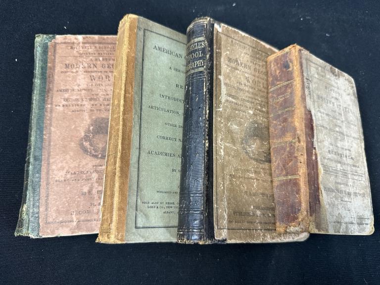 4 Pre-CivilWar Early SchoolBooks 1836-1861 History: Four Very Early Schoolbooks from 1836-1861 Pre Civil War. For schoolbook collectors, this is a rare find! History, Geography and Reading Class Books from President Van Buren days to when Abraham Linco