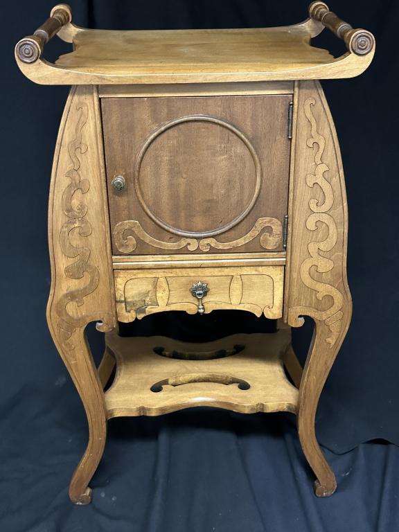 Oak & Copper Lined Humidor Cigar Stand Cabinet