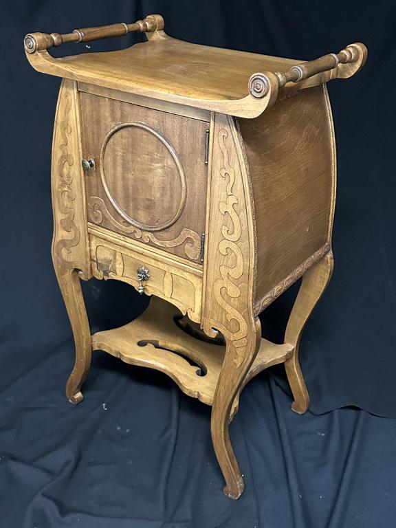 Oak & Copper Lined Humidor Cigar Stand Cabinet