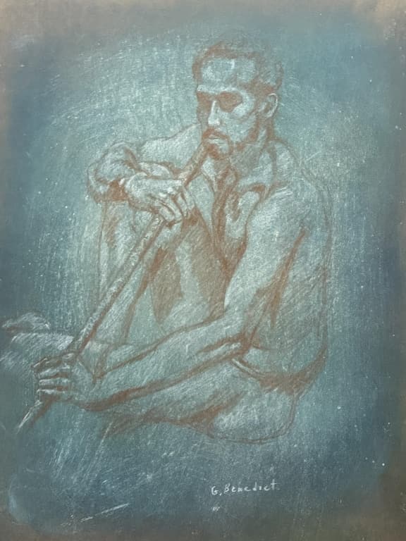 Original Figure Drawing Signed George Benedict (1 of 8)