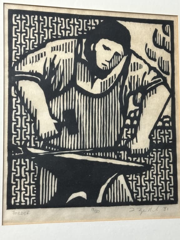 Signed Woodblock Print "Forger" Lyle Neal (1 of 7)