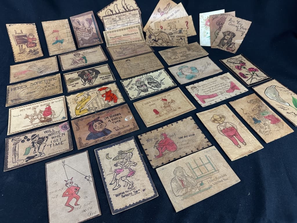 35+ Rare Vintage Leather Postcards 18981918 Auction