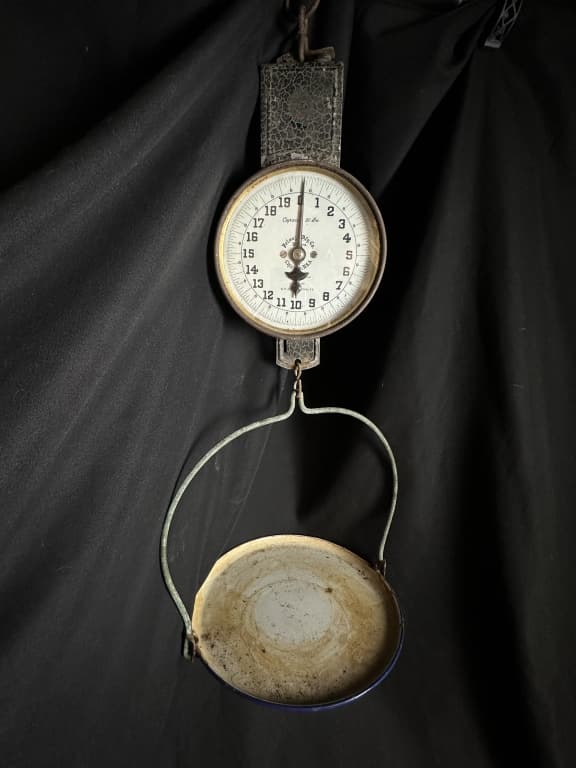 Hanging Scale w/ Pan Pelouze Mfg.Co. 20 lbs (1 of 9)