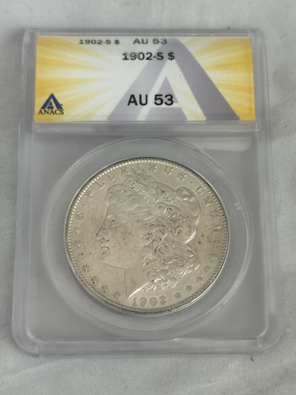 1902S Morgan Dollar ANACS AU 53. Scarce date (1 of 3)
