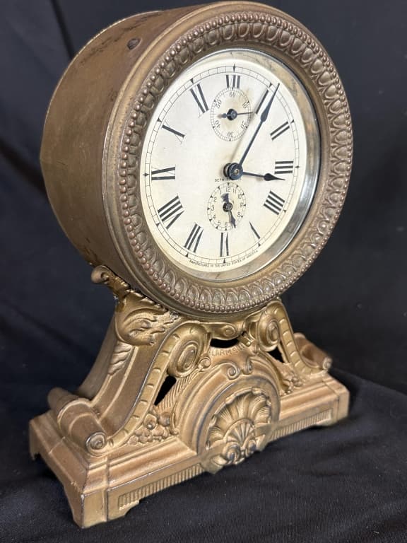 Seth Thomas 1910 Metal Alarm Shelf Clock (1 of 14)