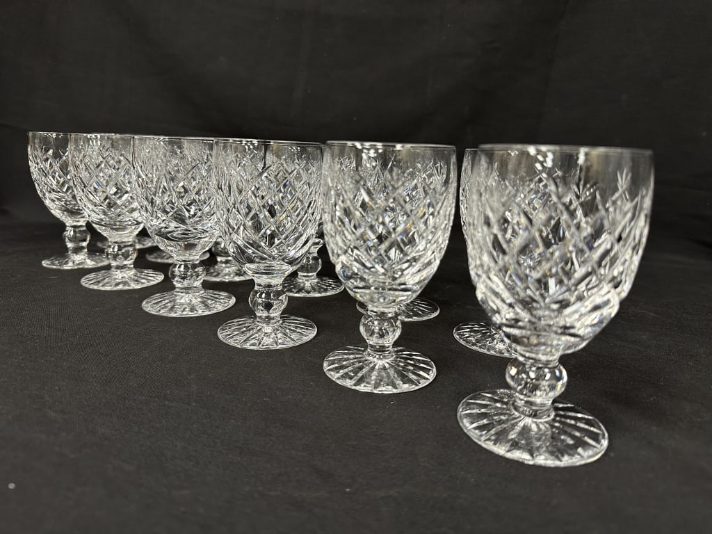 12 Waterford Crystal Claret Wine Glasses 'Donegal': 12 Waterford Crystal Claret Wine Glasses in the 'Donegal' pattern. Signed Waterford. Measures: 4-3/4" Height / 2-1/2" Width.