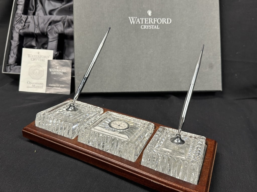 Waterford Executive Desk Set w Clock &Original Box (1 of 12)