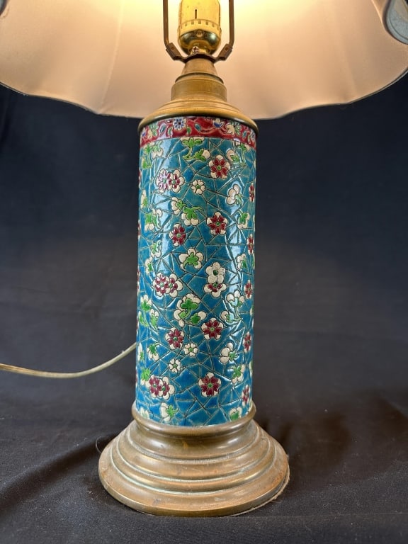 Longwy Enameled Cylinder Table Lamp (1 of 9)