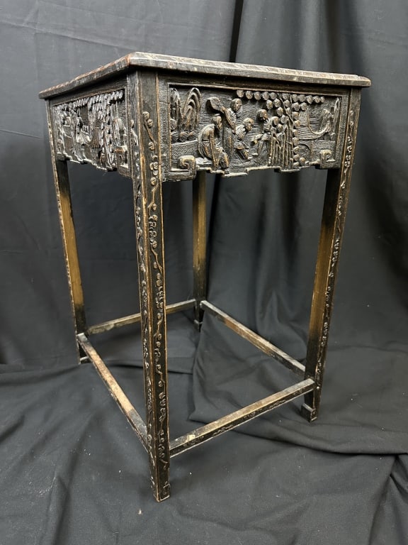 Chinese Black Lacquered Wood Carved Alter Table (1 of 10)