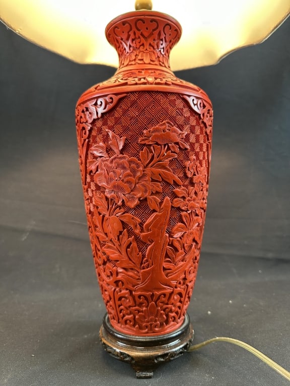 Chinese Cinnabar Lacquer Vase Lamp (2 of 2) (1 of 11)