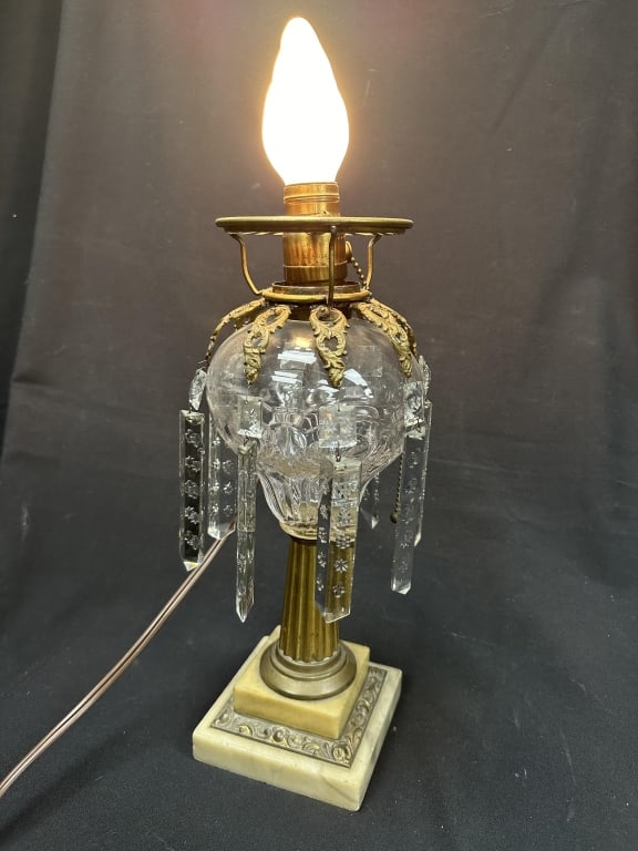 Glass & Marble Astral Lamp w/ Colonial Crystals (1 of 9)