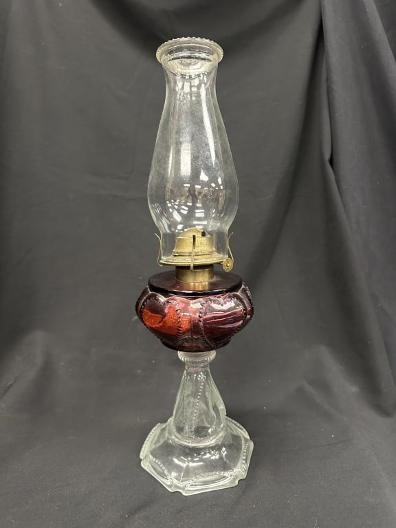 Purple & Clear Glass Beaded Heart Oil Lamp (1 of 11)