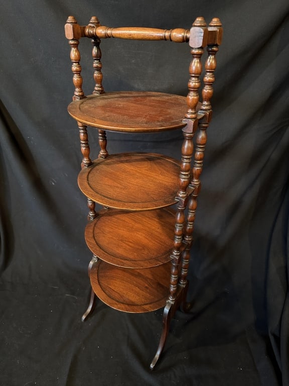 4 Tiered English Carved Wood Pie Pastry Stand (1 of 13)