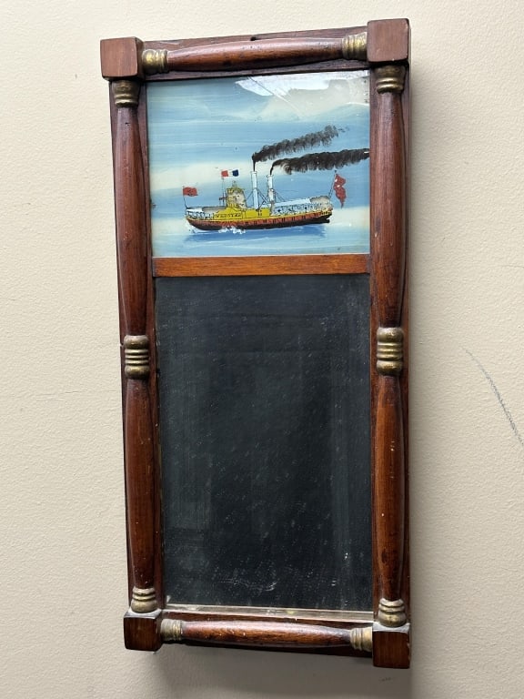 Trumeau Mirror w/Reverse Paint  Nautical Steamboat (1 of 15)