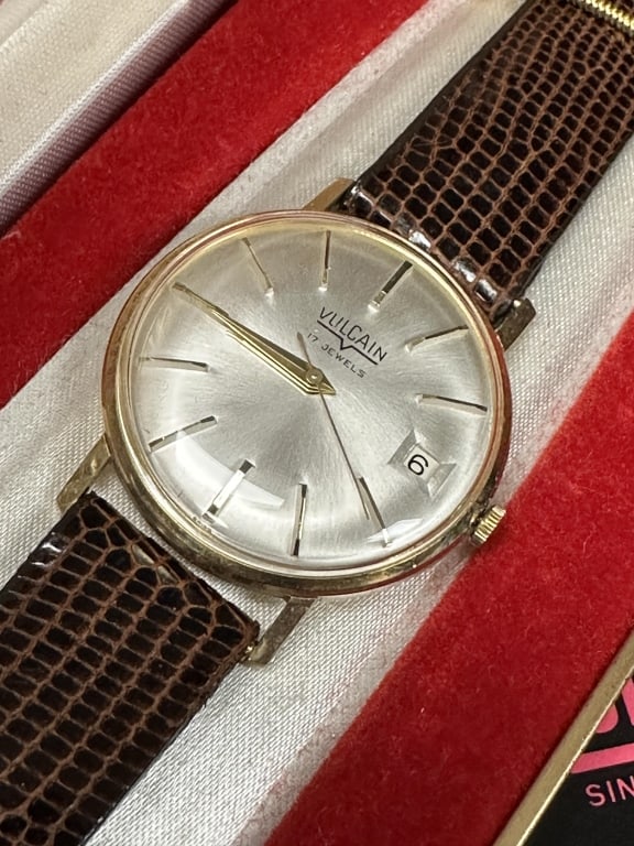 14K Vintage Vulcain Mens Watch 1958 & Original Box (1 of 13)