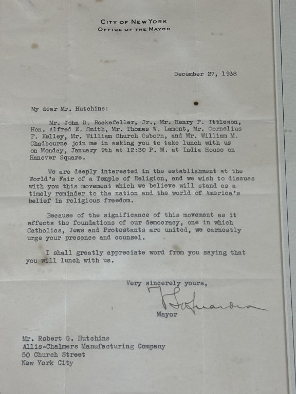 Letter Signed by NYC Mayor Fiorello LaGuardia (1 of 12)