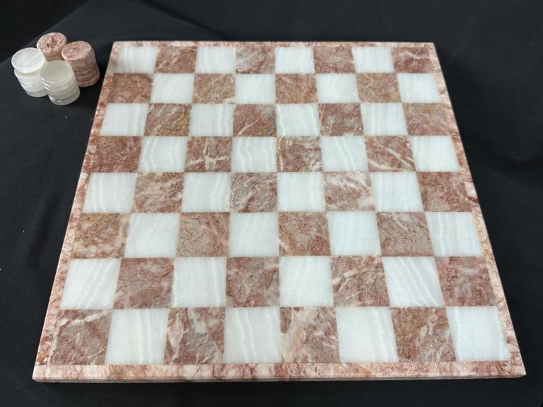 Pink & White Marble Chess/Checker Board (1 of 11)