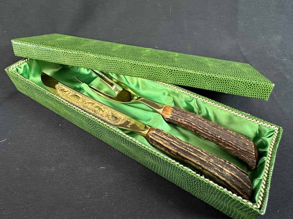Stag Horn Carving Set Solingen, Germany in Box (1 of 8)