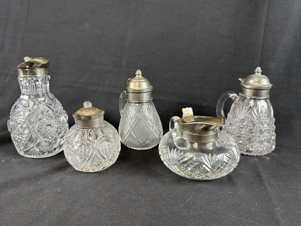 Lot of 5 Cut Glass ABP Crystal Syrup Pitchers (1 of 15)