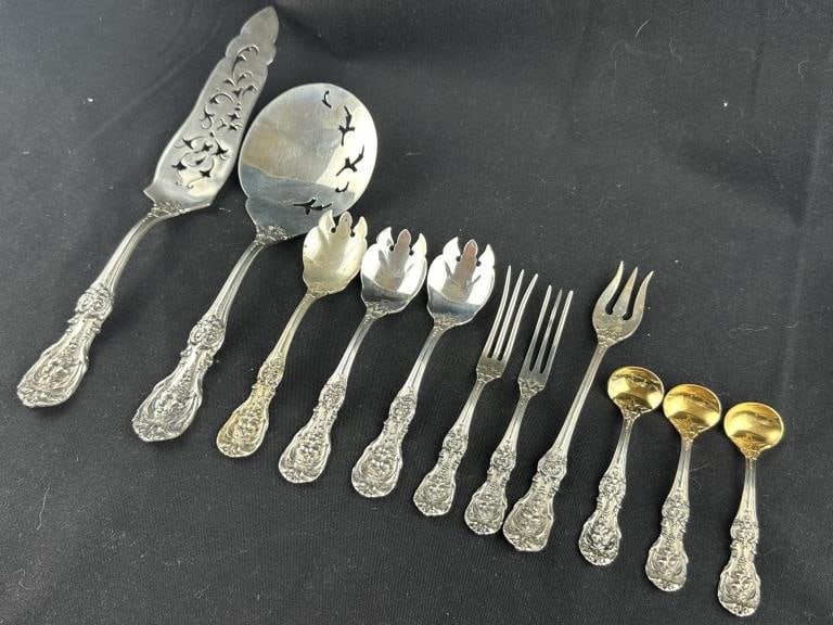 11 Reed & Barton Sterling SIlver Serving Utensils: 11 Reed & Barton Sterling SIlver Serving Utensils Lot of 11 Sterling Silver serving utensils made by Reed & Barton in Francis I pattern. Includes: 1 jelly / cake server; 1 oyster fork; 1 strawberry fo
