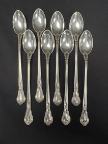 Set of 8 Gorham Chantilly Sterling Iced Tea Spoons