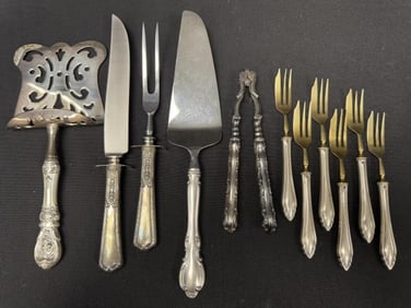 11 pcs Sterling Handle Silverware Serving Pieces