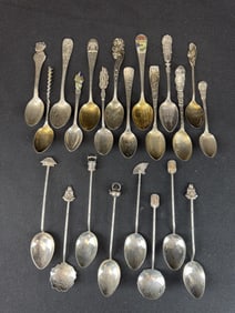22 Sterling Silver Antique Small Souvenir Spoons