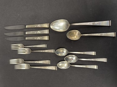 12 pcs Reed & Barton Sterling Classic Rose Flatwar